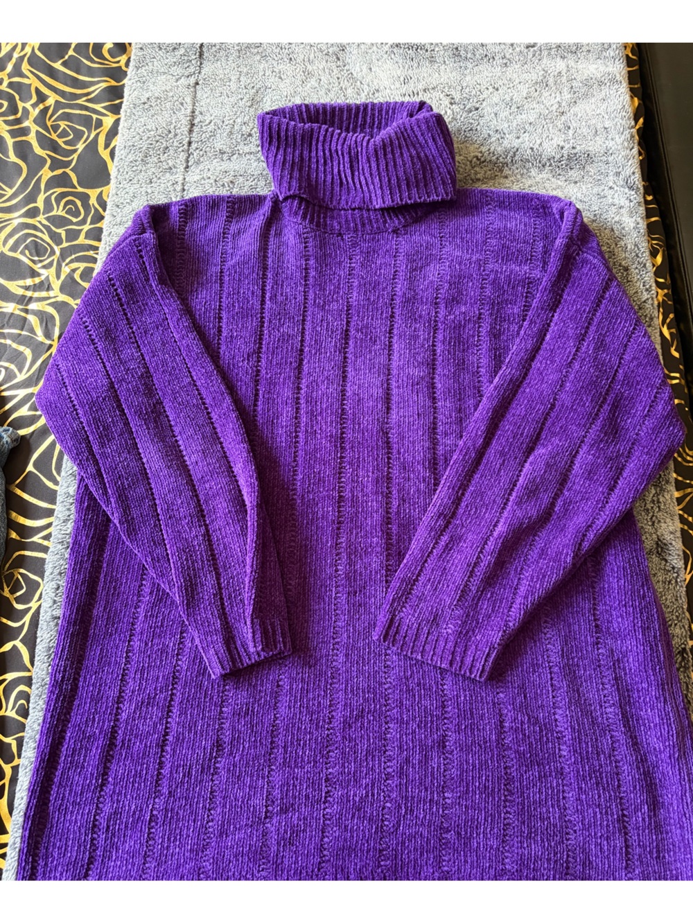 Amanda Smith Purple Ribbed Turtleneck Sweater